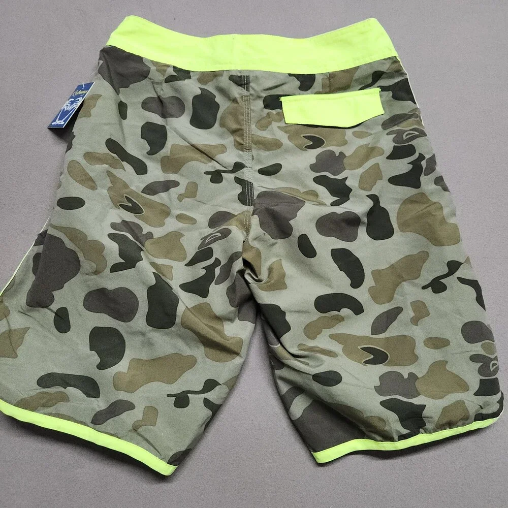 Castaways 71672 Mens Board Shorts Swim Trunks S 30 Camo Neon Orange Trim 142